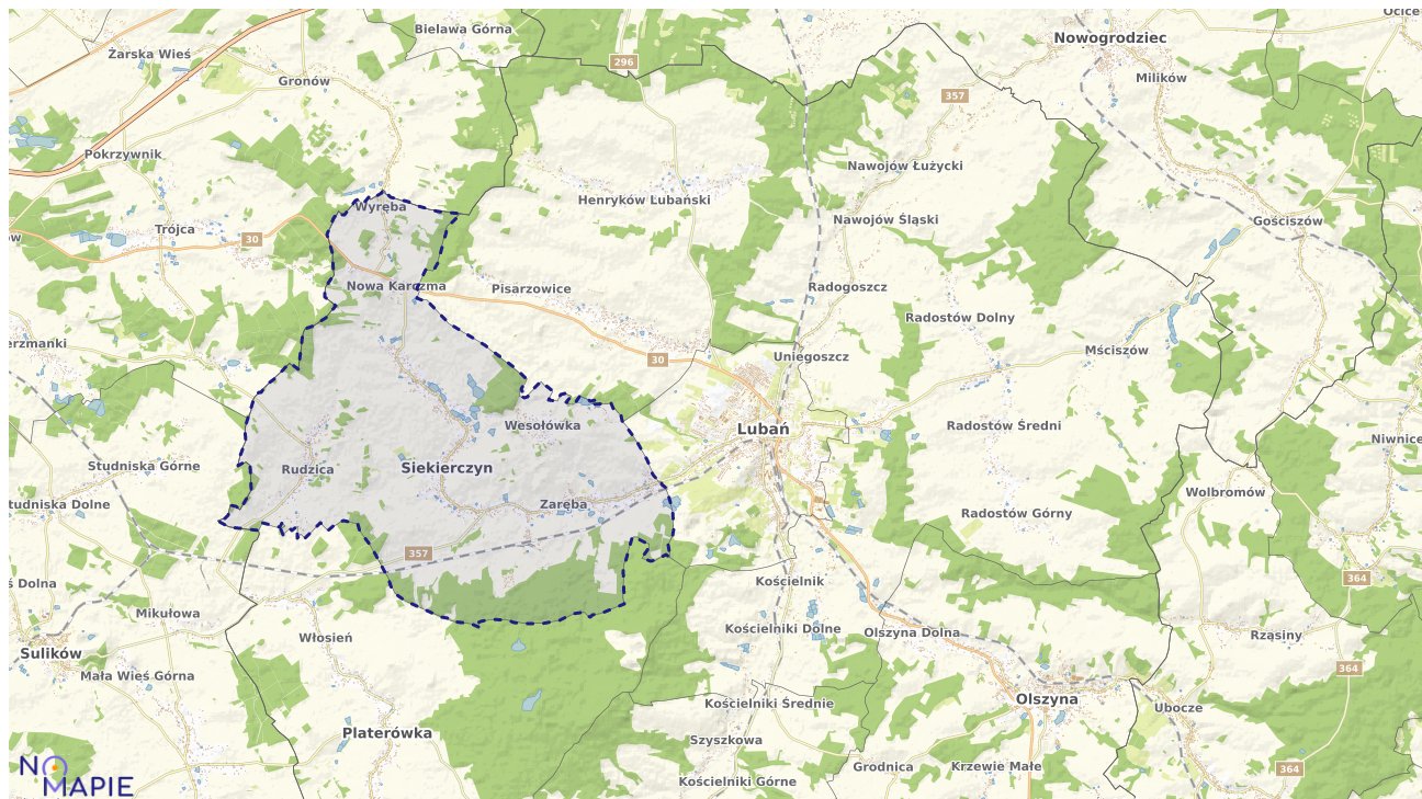 Mapa obszarów ochrony przyrody Siekierczyna